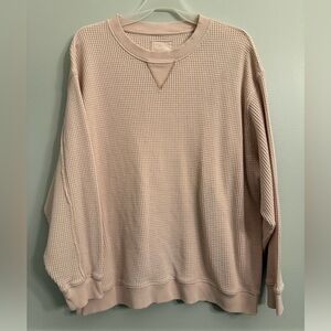 Aerie The Sweat waffle crewneck, EUC, light pink, Large
